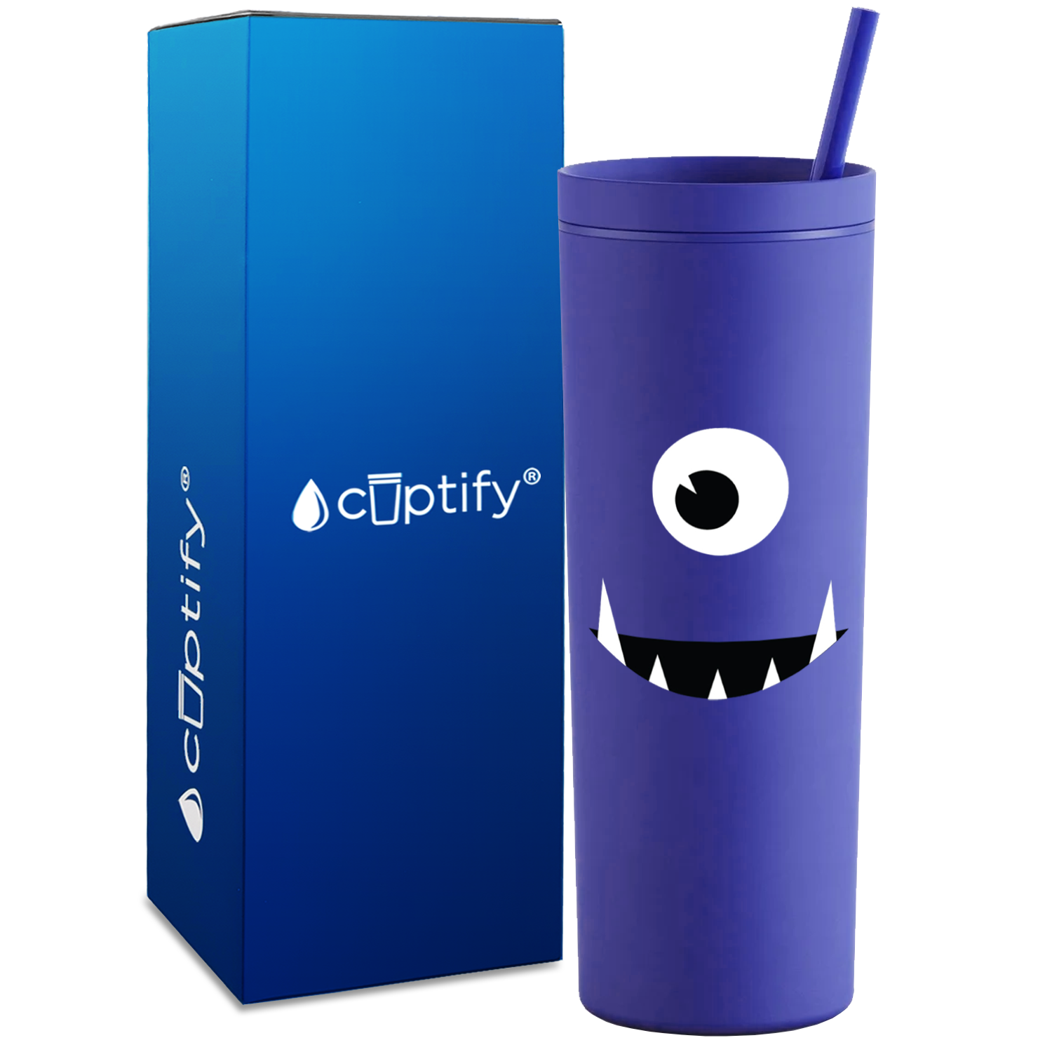 Purple Cyclops on 18oz Acrylic Halloween Skinny Tumbler