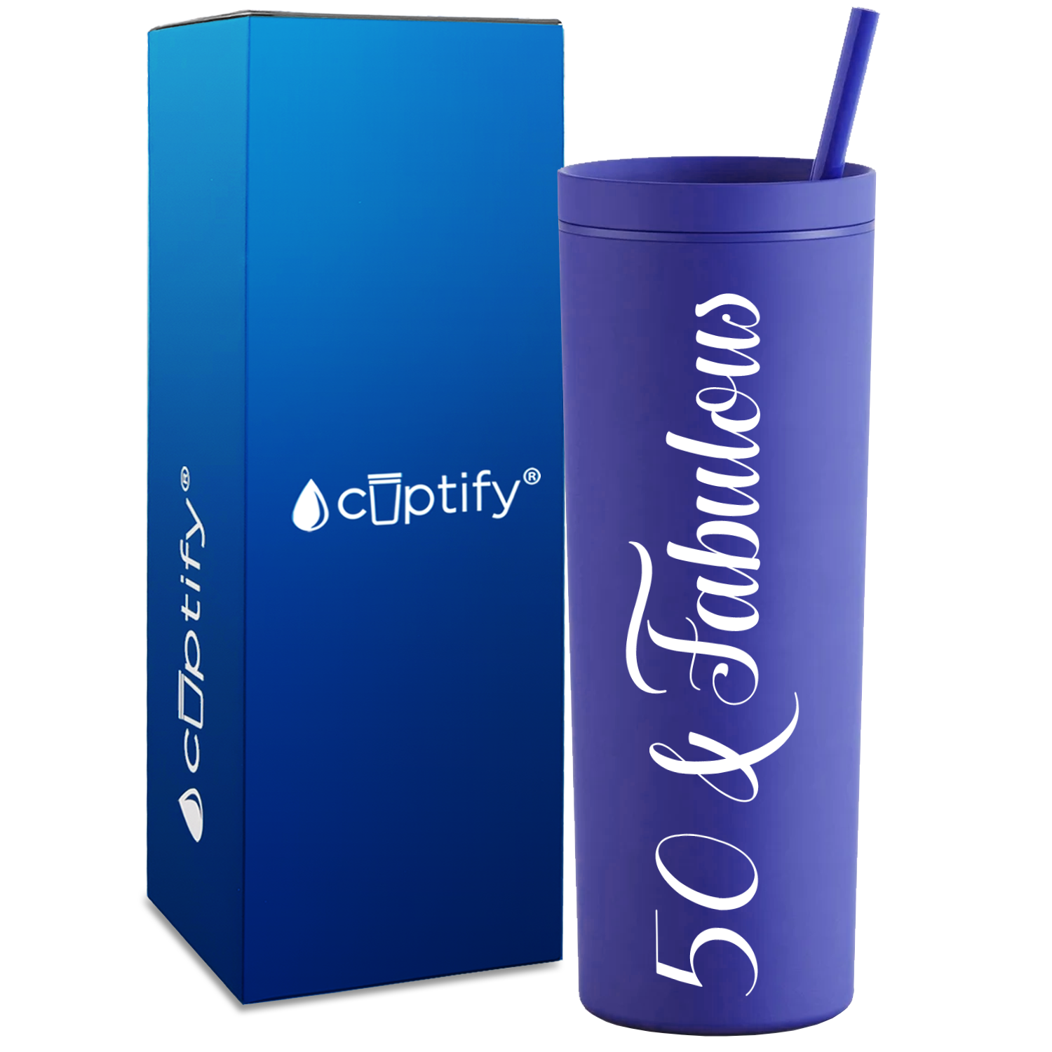 50 and Fabulous on 18oz Acrylic Skinny Tumbler