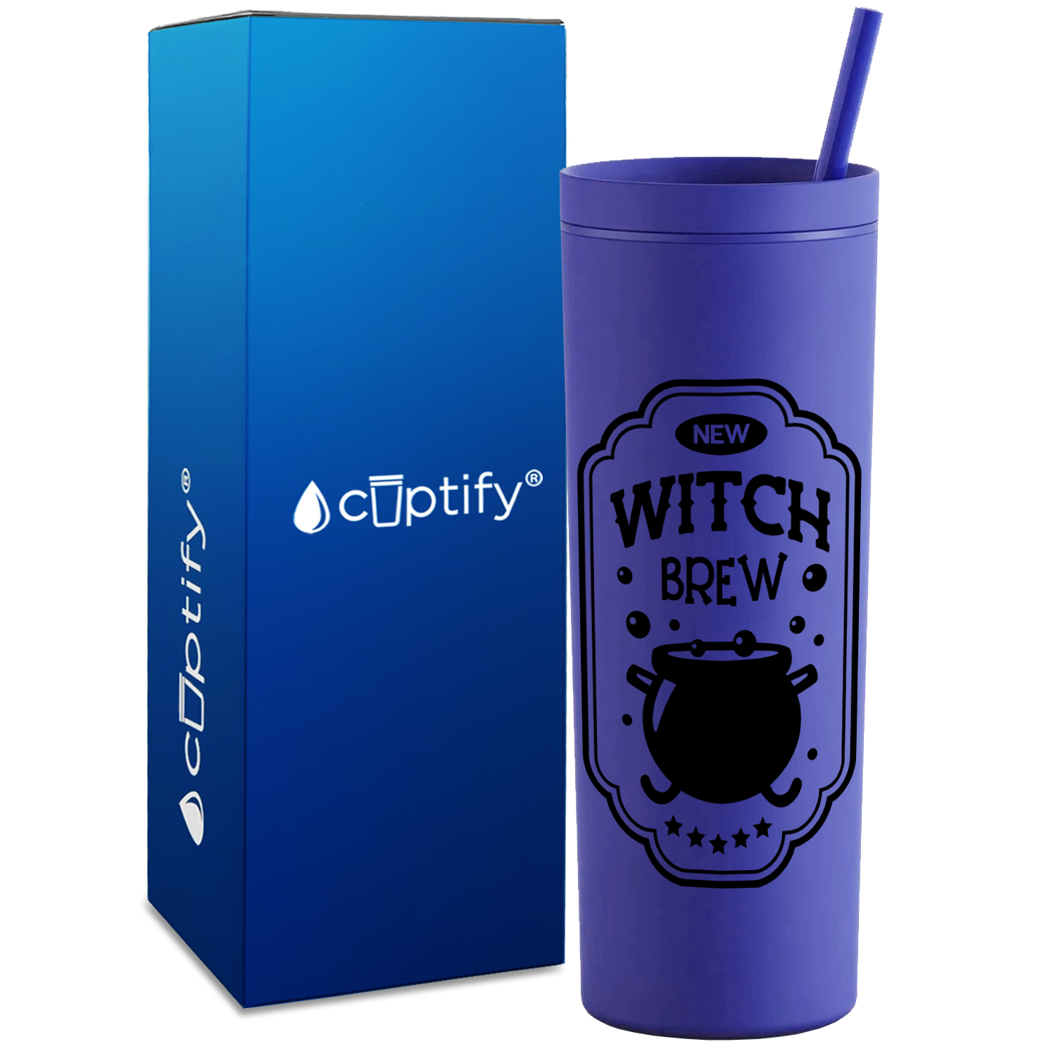 New Witch Brew on Purple 18oz Acrylic Halloween Skinny Tumbler