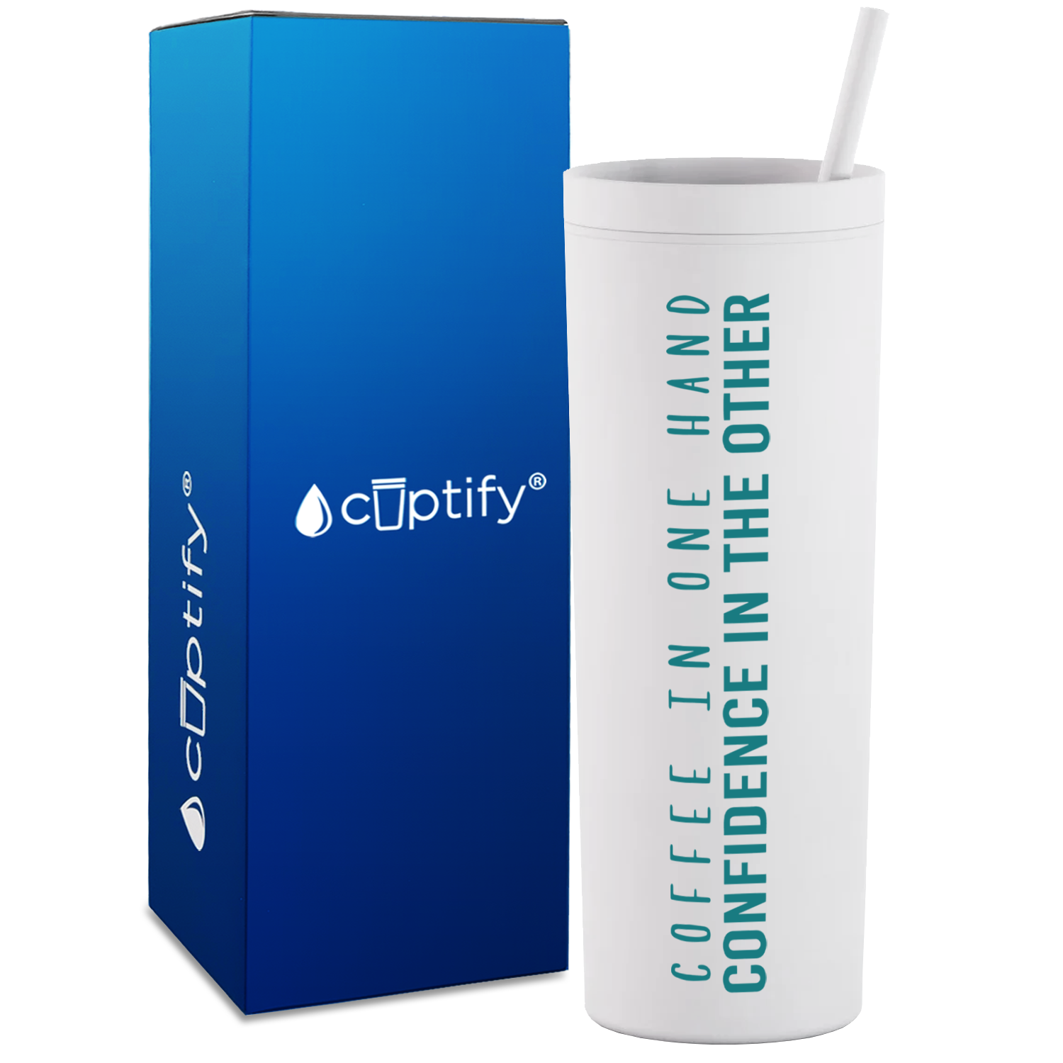 Coffee in One Hand on 18oz Acrylic Skinny Tumbler