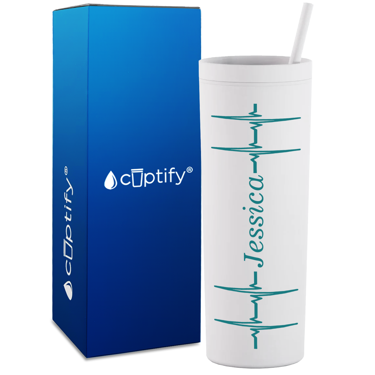 Personalized Nurse Heart Beat Pulse on 18oz Acrylic Skinny Tumbler