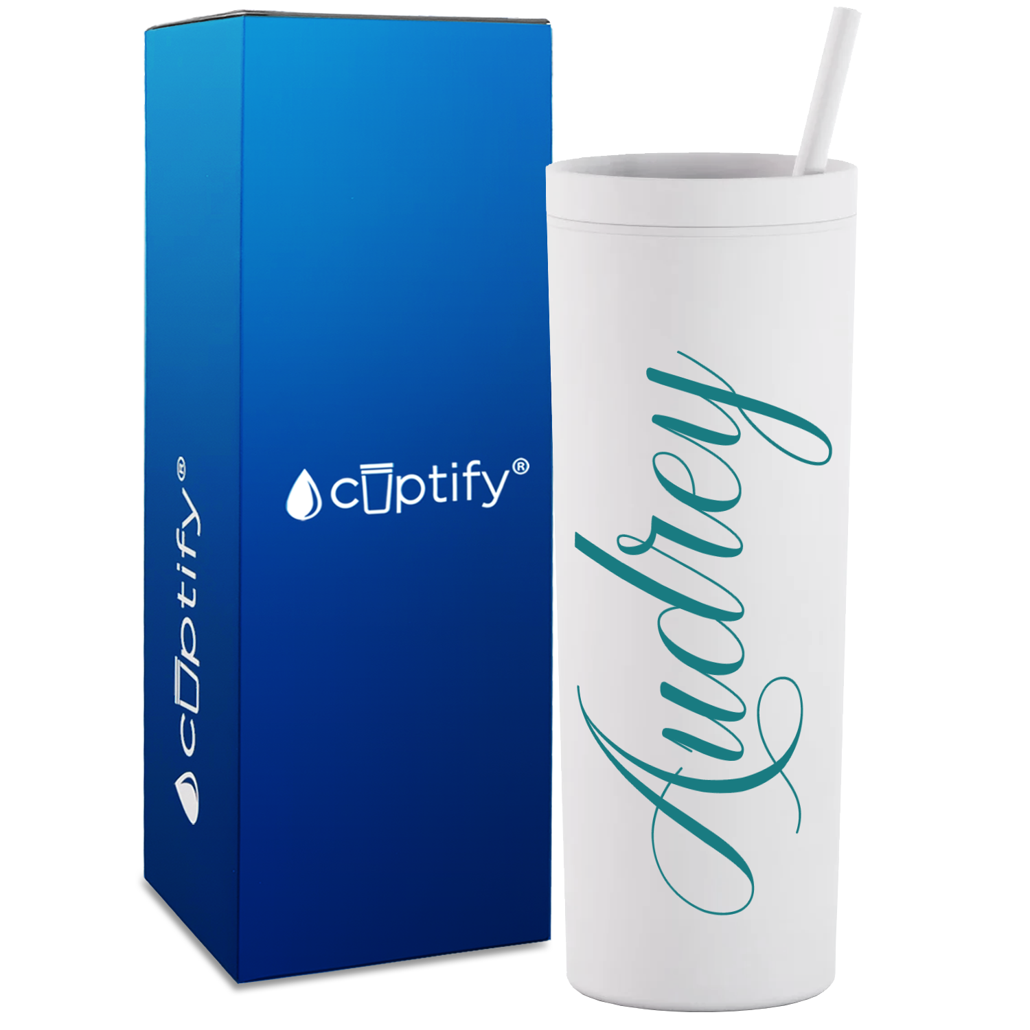 Personalized Audrey Style on 18oz Acrylic Skinny Tumbler