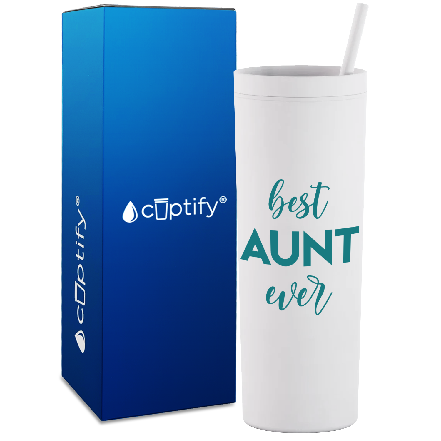 Best Aunt Ever on 18oz Acrylic Skinny Tumbler