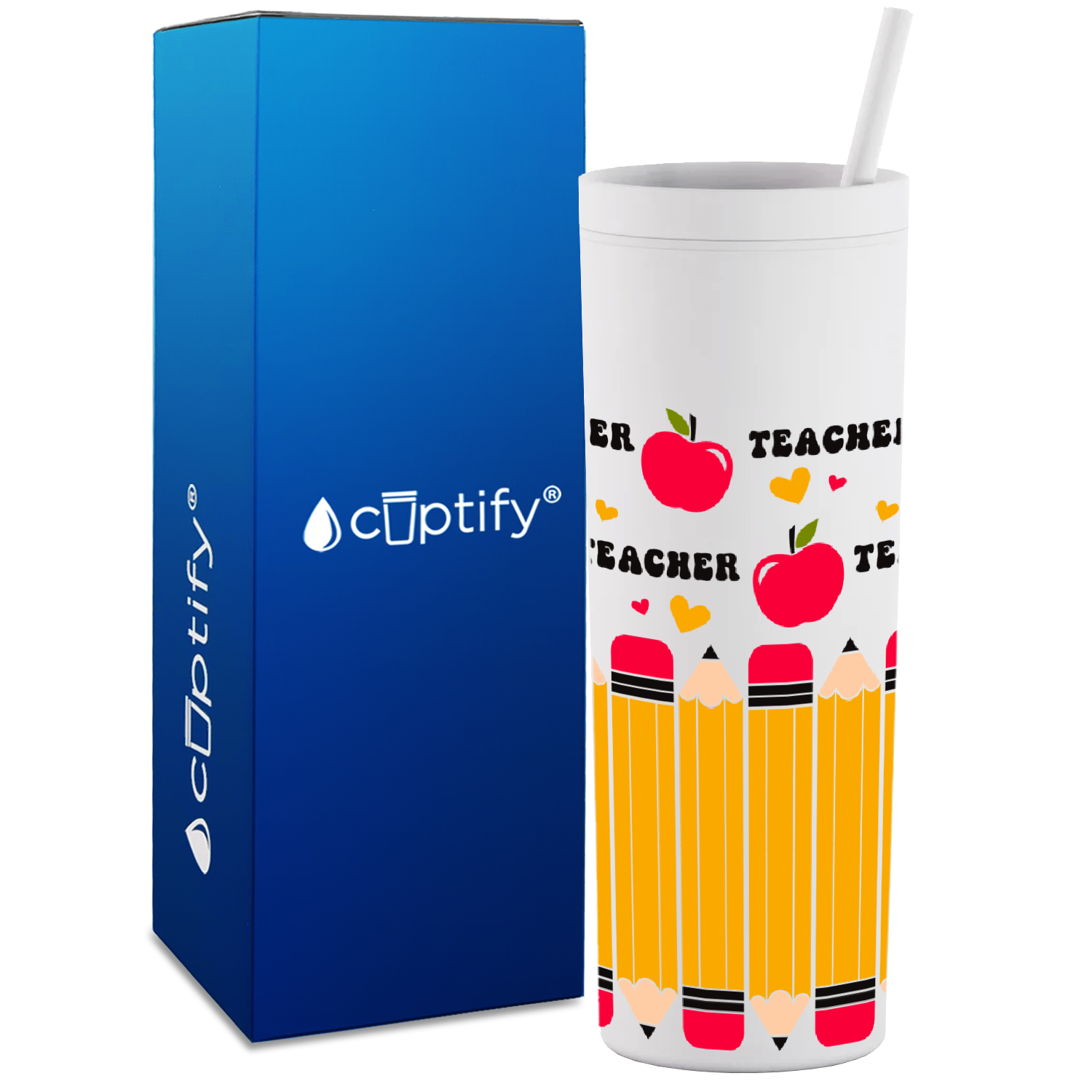 Teacher and Pencils on 18oz Acrylic Teacher Tumbler