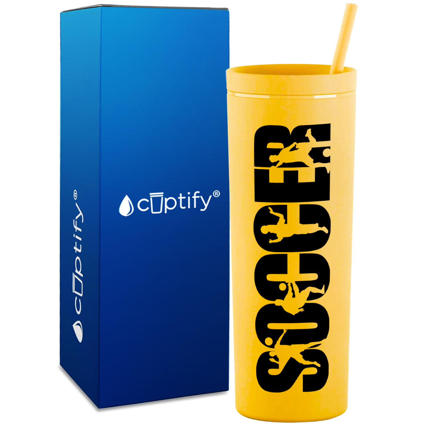 Soccer Players on 18oz Acrylic Skinny Tumbler