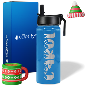 Personalized Frosty Christmas Font on 18oz Wide Mouth