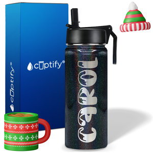 Personalized Frosty Christmas Font on 18oz Wide Mouth