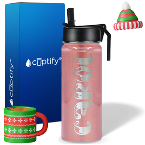 Personalized Frosty Christmas Font on 18oz Wide Mouth