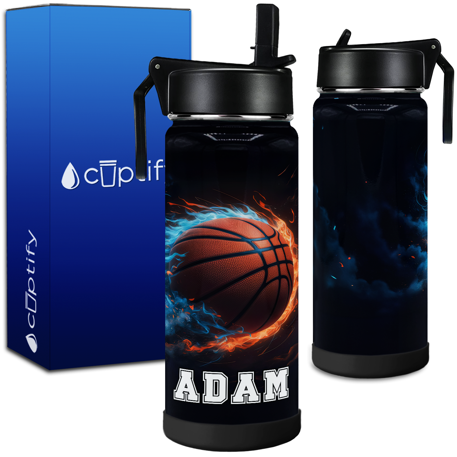 Personalized Blazing Baseball Fastball with Name 18oz Kids Water Bottle