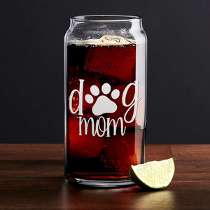 Dog Mom Paw Beer Can Glass