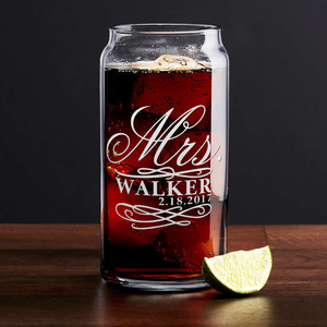 Personalized Mrs. Swirls Beer Can Glass