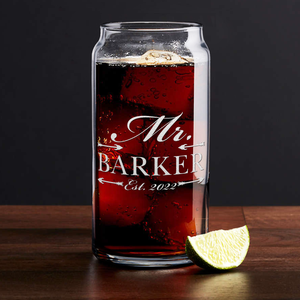 Personalized Mr. Arrows Beer Can Glass