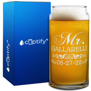 Personalized Mr. Classic Beer Can Glass