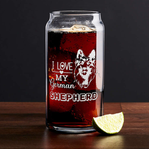 I Love my German Shepherd Beer Can Glass