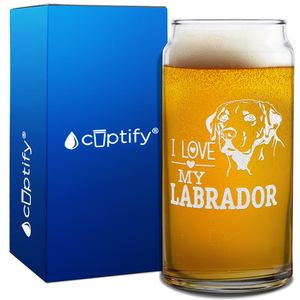 I Love my Labrador Beer Can Glass