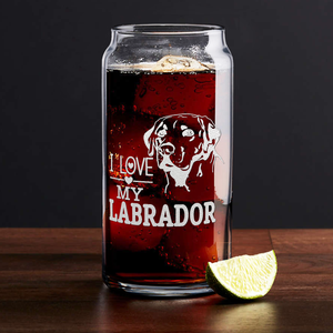 I Love my Labrador Beer Can Glass