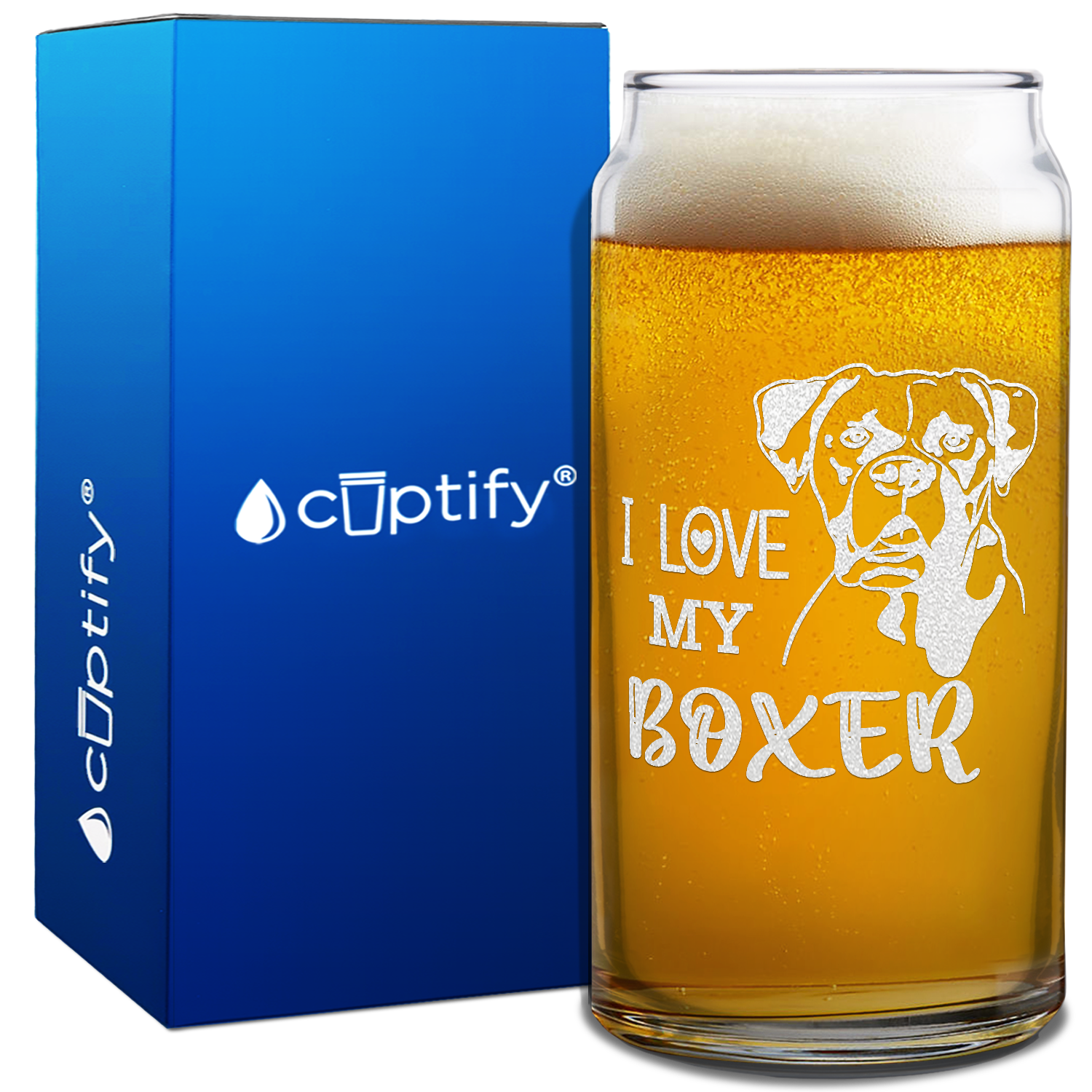 I love my Boxer Beer Can Glass