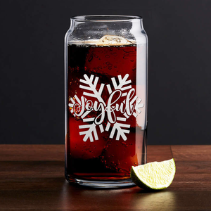 Joyful Snow Flake on 20oz Beer Can Glass