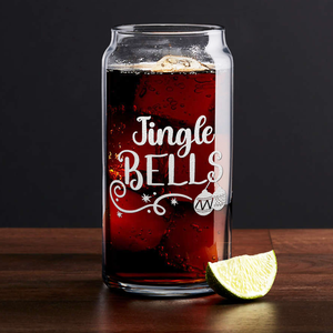 Jingle Bells on 20oz Beer Can Glass