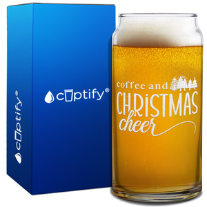 Coffee And Christmas Cheer on 20oz Beer Can Glass