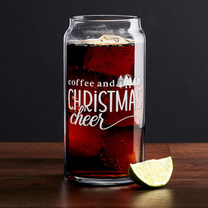 Coffee And Christmas Cheer on 20oz Beer Can Glass