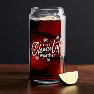 Hot Chocolate Weather on 20oz Beer Can Glass