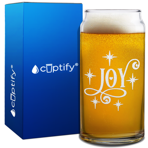 Joy on 20oz Beer Can Glass