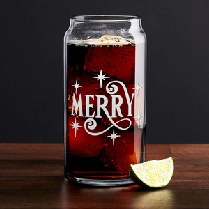 Merry on 20oz Beer Can Glass