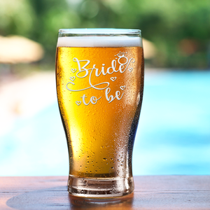 Bride To Be Hearts and Ring Beer Pub Glass