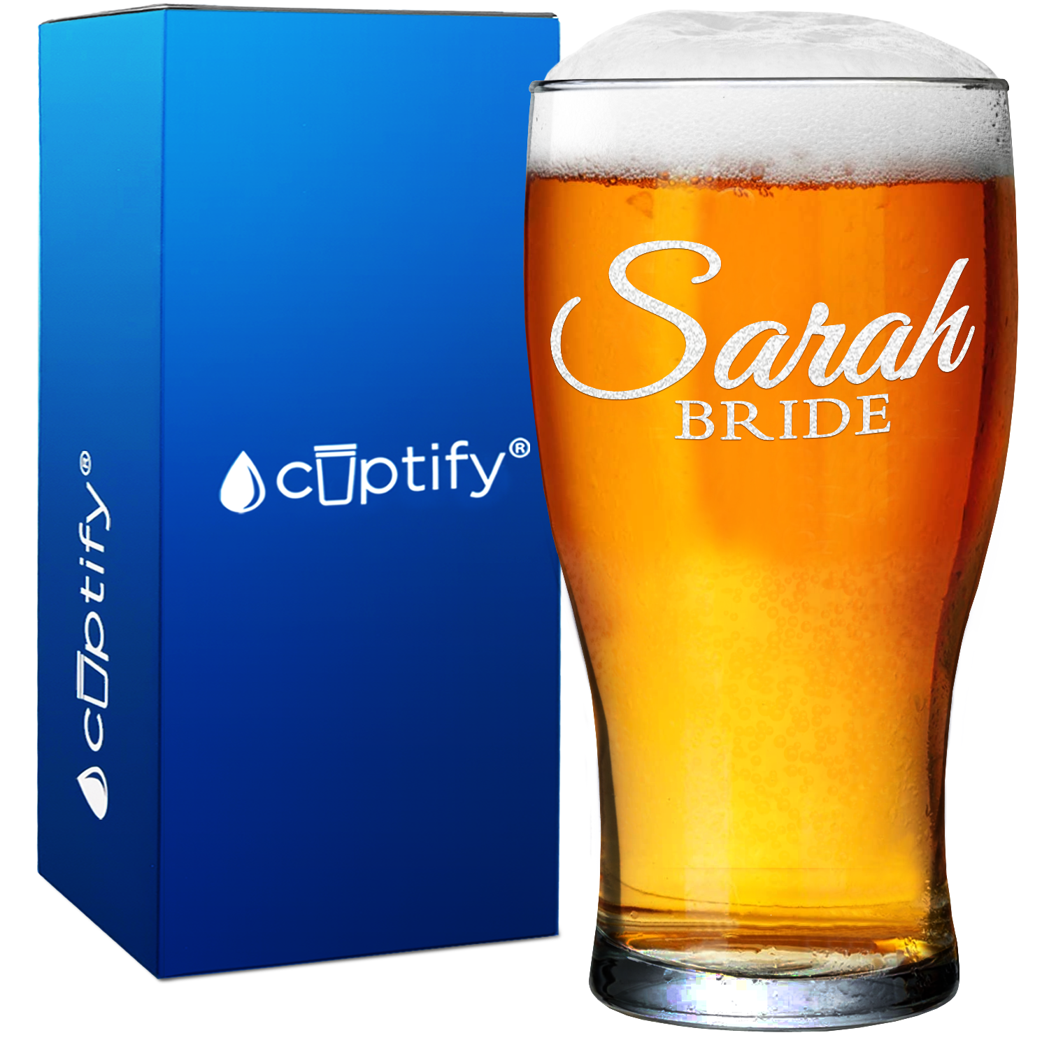 Personalized Bride Beer Pub Glass