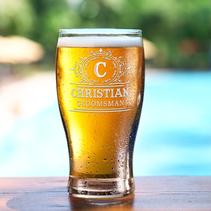 Personalized Groomsman Initial Beer Pub Glass