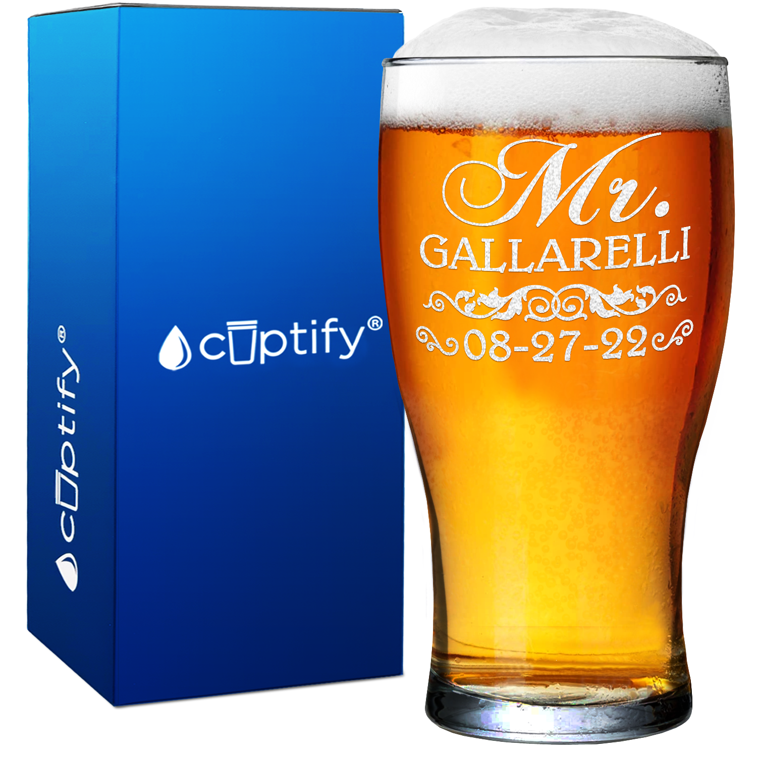 Personalized Mr. Classic Beer Pub Glass