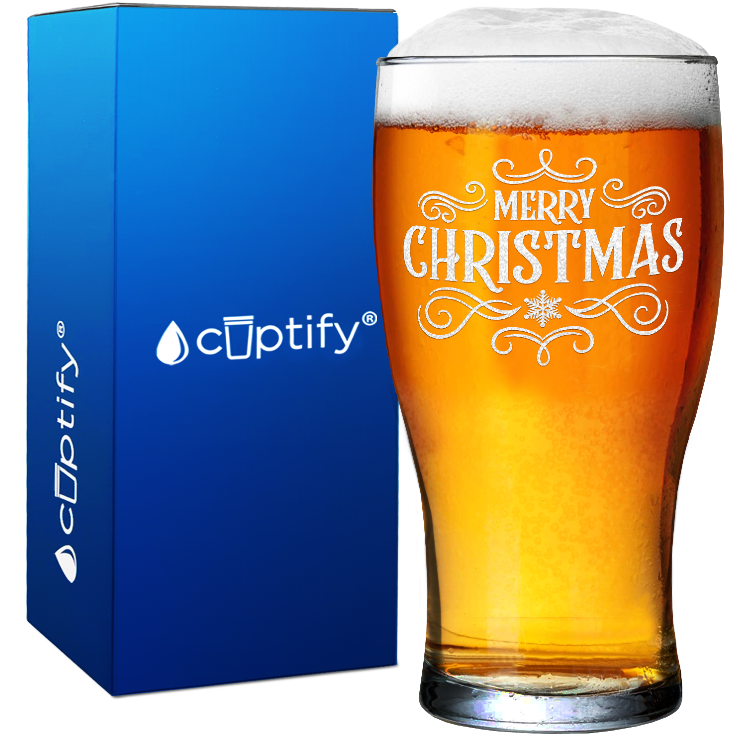 Merry Christmas 20oz Beer Pub Glass