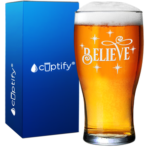 Believe 20oz Beer Pub Glass