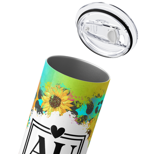 Aunt Rainbow Leopard Sunflowers 20oz Skinny Tumbler