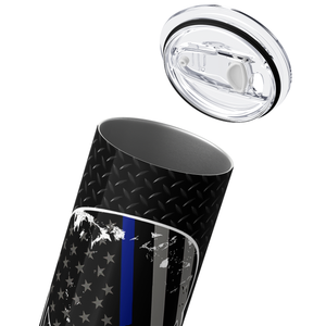 Personalized Thin Blue Line Flag Skull 20oz Skinny Tumbler