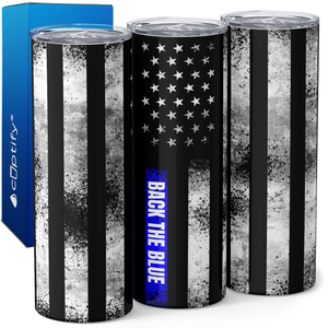 Back the Blue Police Flag 20oz Skinny Tumbler