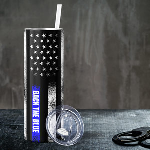 Back the Blue Police Flag 20oz Skinny Tumbler