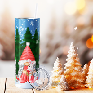 Merry Christmas Girl Gnomes 20oz Skinny Tumbler