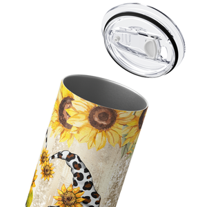 Leopard Print Sunflower Gnomes 20oz Skinny Tumbler