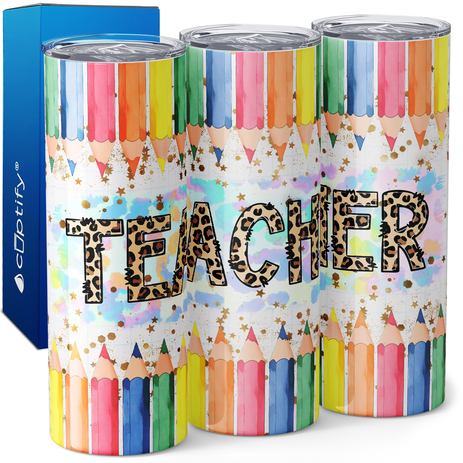 Teacher Colorful Pencils 20oz Skinny Tumbler