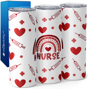 Nurse Red Hearts Valentines 20oz Skinny Tumbler