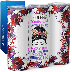 Coffee Scrubs and Rubber Gloves Nurse Life 20oz Skinny Tumbler