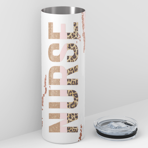 Nurse Leopard Print on Pink Marble 20oz Skinny Tumbler