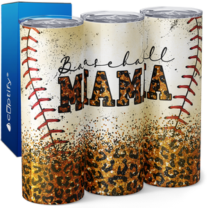 Baseball Mama Gold Glitter 20oz Skinny Tumbler