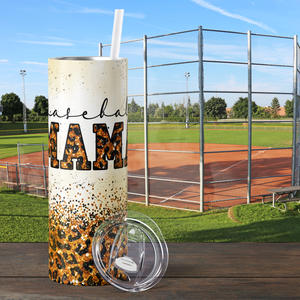 Baseball Mama Gold Glitter 20oz Skinny Tumbler