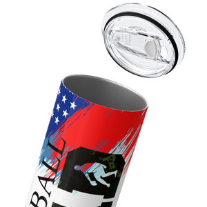 Baseball Dad Red Blue Stripes and Stars 20oz Skinny Tumbler