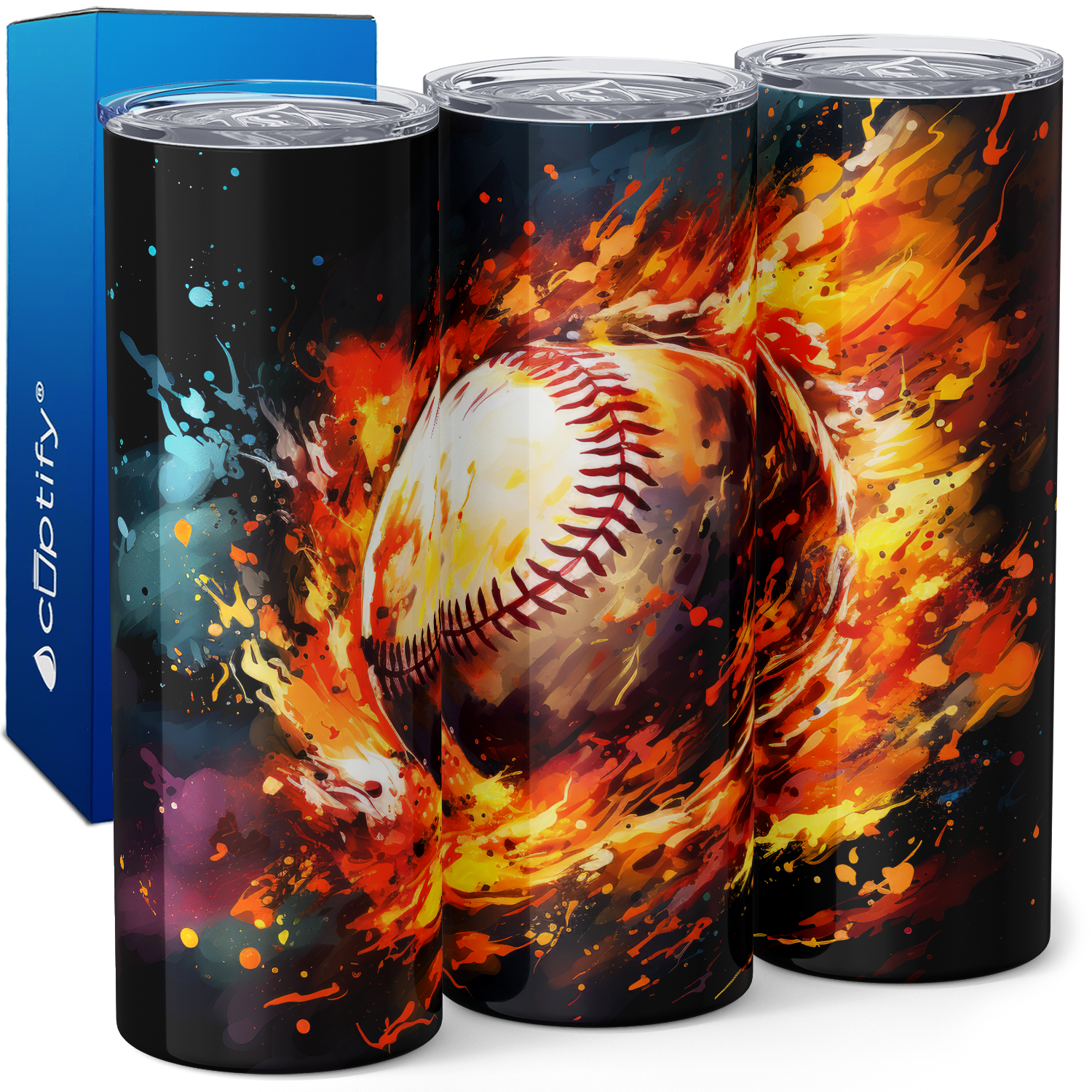 Flaming 20oz Skinny - Baseball