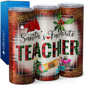 Santa's Favorite Teacher 20oz Skinny Tumbler