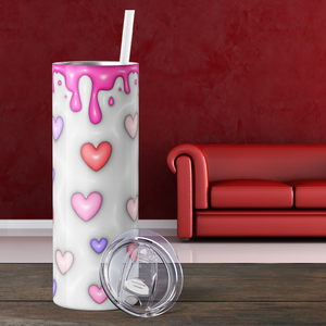 Inflated Bubble Valentine Hearts 20oz Skinny Tumbler